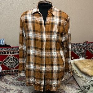 Jane and Delancey Brown Plaid Button Down Shirt